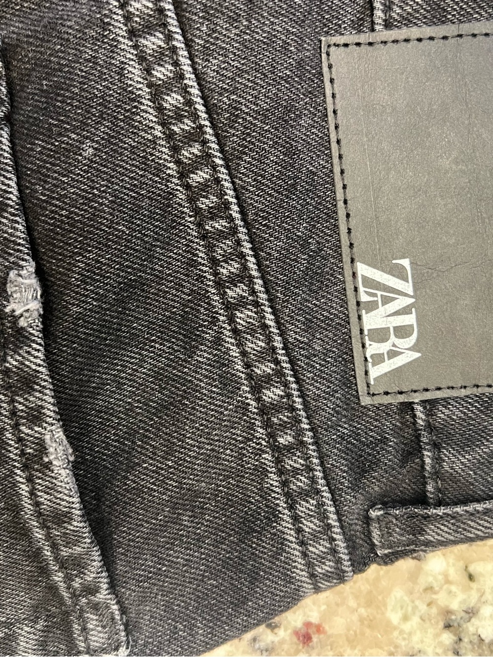 ZARA Black Distressed High Rise Straight Denim Jeans Frayed Hem Pockets - Picture 13 of 13